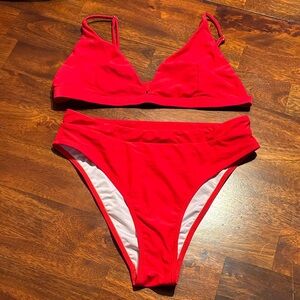 Vibrant Red Sexy Swimwear Set